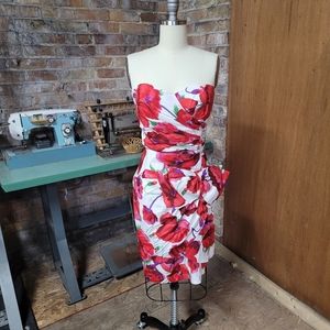 Vintage 80's floral strapless party/prom dress Medium